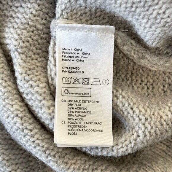 H&M Gray Pullover Sweater Lightweight Alpaca Blend Cowl Neck Slouchy Relax Fit - Picture 9 of 10